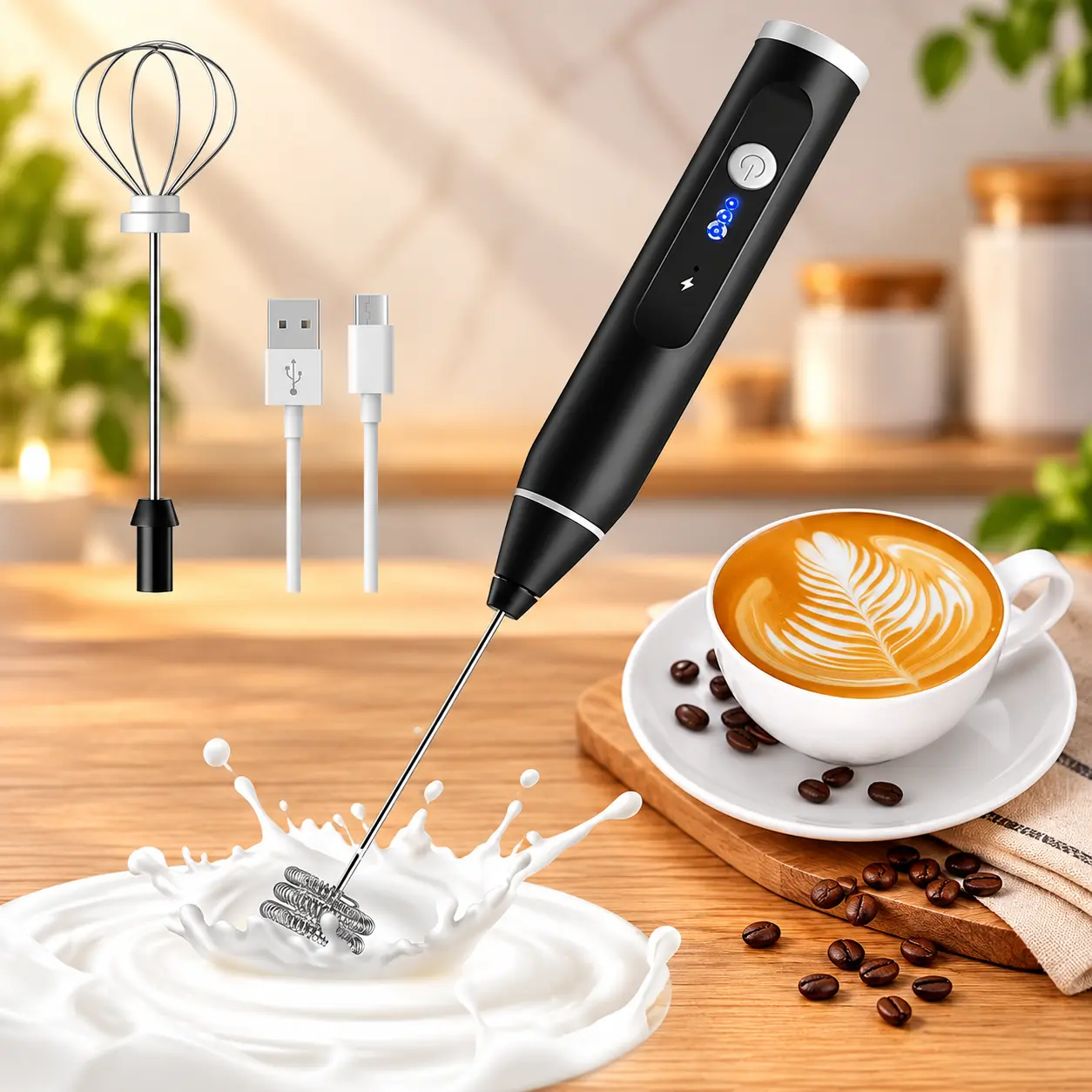 Premium Electric Milk Frother | USB Rechargeable Coffee & Milk Foam Maker